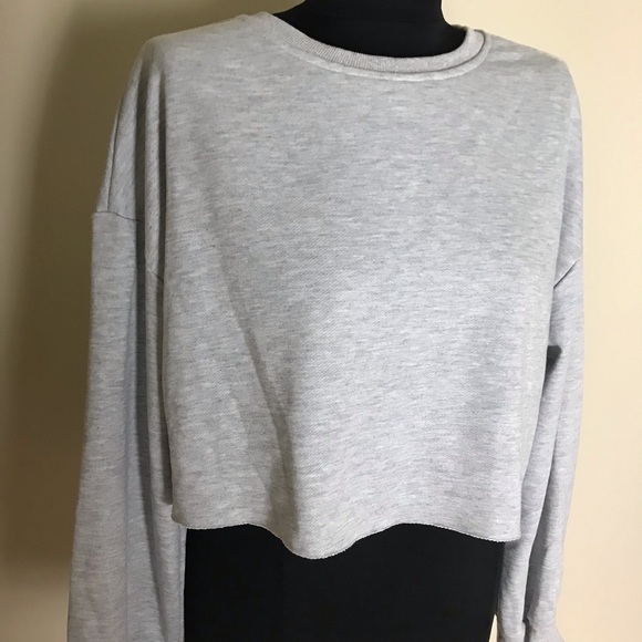 Gray Cropped Sweatshirt NWT - Picture 2 of 4